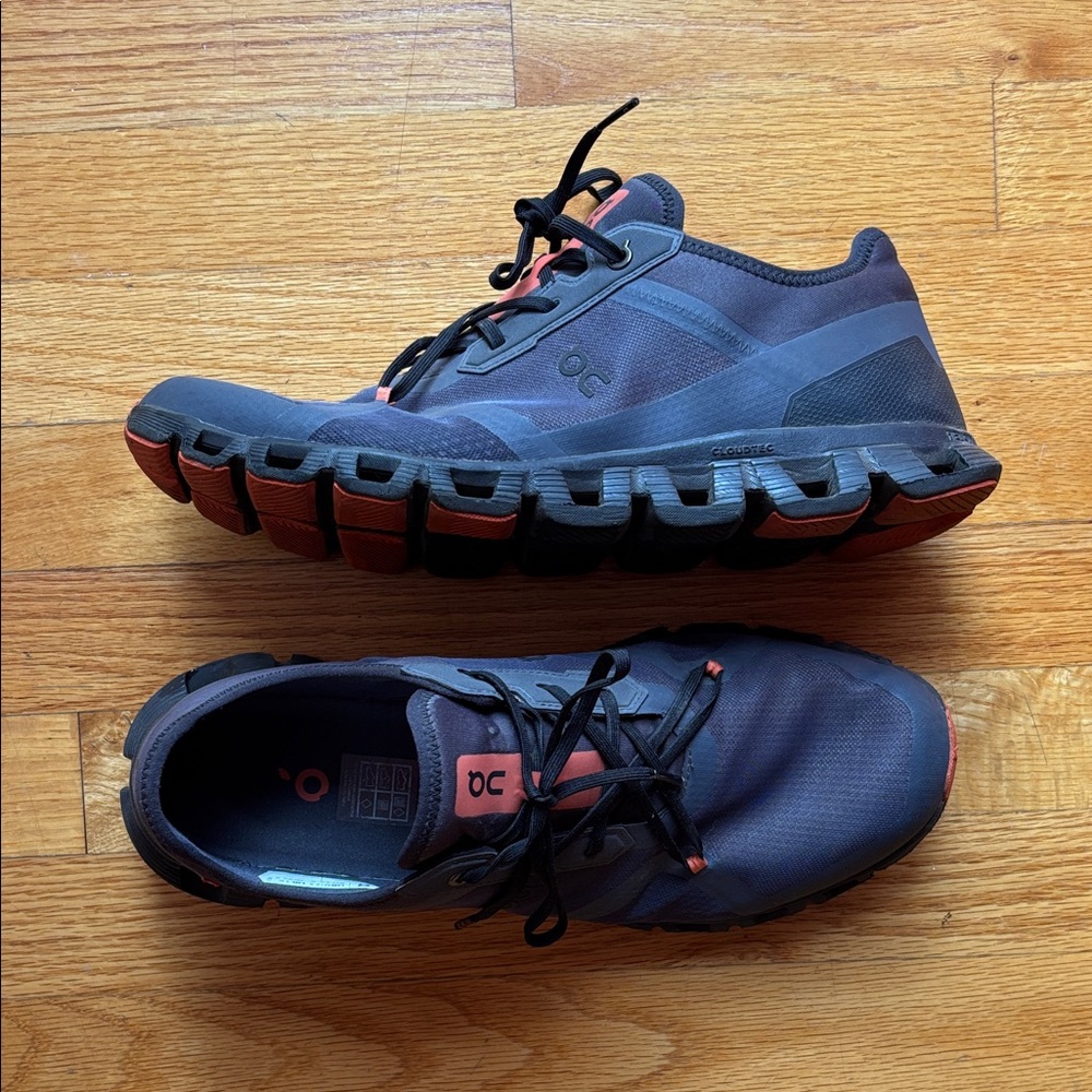 On Running Men's Black and Orange Athletic Shoes Mens 12.5